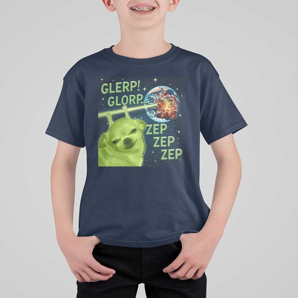 Funny Alien Dog Meme T Shirt For Kid Glorp Zep Sci-Fi Humor Chihuahua - Wonder Print Shop