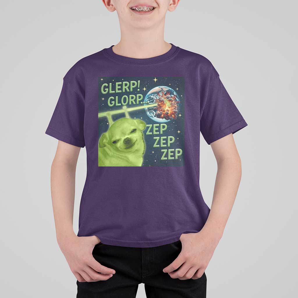 Funny Alien Dog Meme T Shirt For Kid Glorp Zep Sci-Fi Humor Chihuahua - Wonder Print Shop