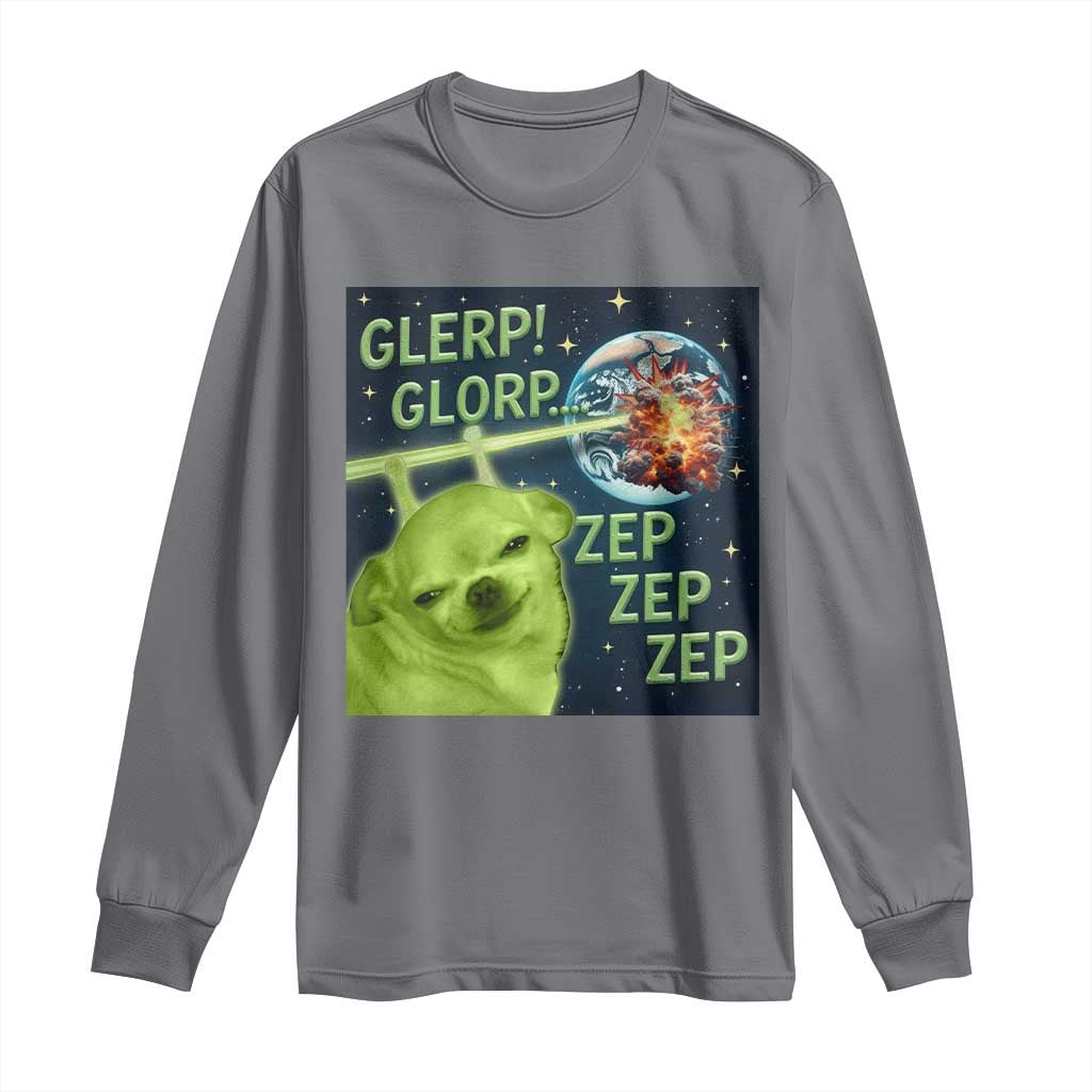 Funny Alien Dog Meme Long Sleeve Shirt Glorp Zep Sci-Fi Humor Chihuahua - Wonder Print Shop