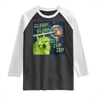 Funny Alien Dog Meme Raglan Shirt Glorp Zep Sci-Fi Humor Chihuahua - Wonder Print Shop