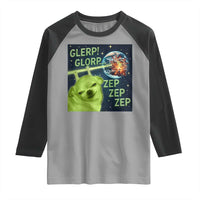 Funny Alien Dog Meme Raglan Shirt Glorp Zep Sci-Fi Humor Chihuahua - Wonder Print Shop