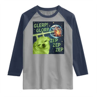 Funny Alien Dog Meme Raglan Shirt Glorp Zep Sci-Fi Humor Chihuahua - Wonder Print Shop