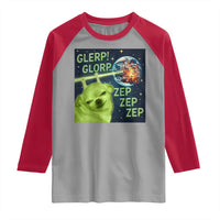Funny Alien Dog Meme Raglan Shirt Glorp Zep Sci-Fi Humor Chihuahua - Wonder Print Shop