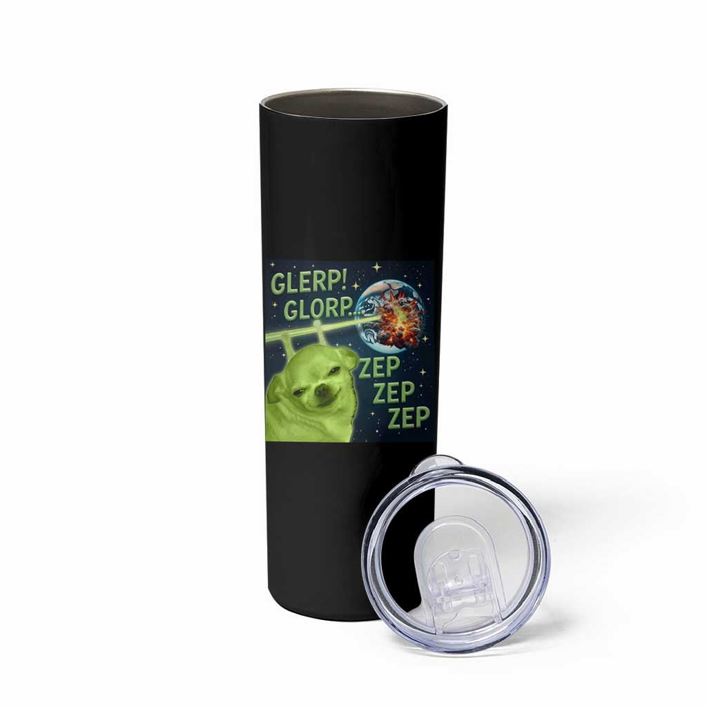 Funny Alien Dog Meme Skinny Tumbler Glorp Zep Sci-Fi Humor Chihuahua - Wonder Print Shop