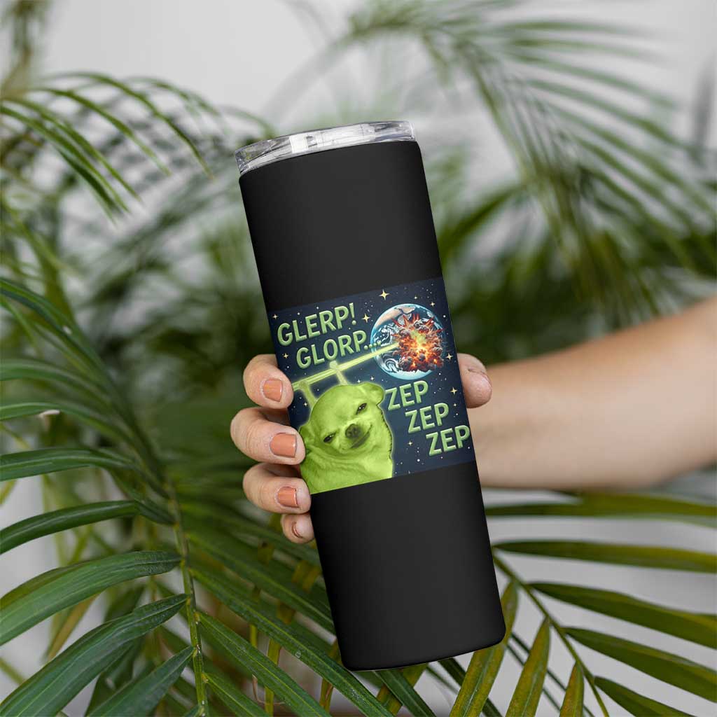 Funny Alien Dog Meme Skinny Tumbler Glorp Zep Sci-Fi Humor Chihuahua - Wonder Print Shop