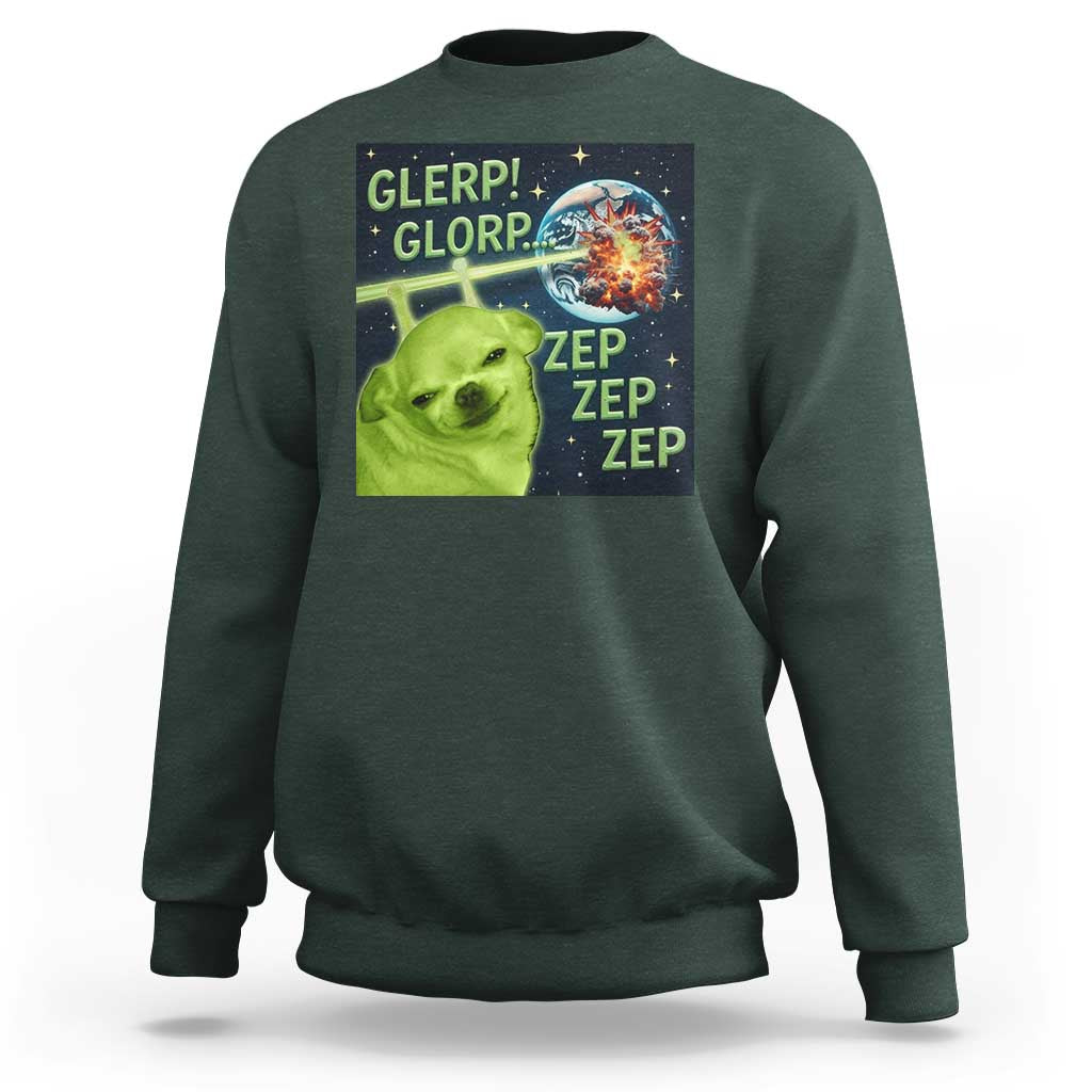 Funny Alien Dog Meme Sweatshirt Glorp Zep Sci-Fi Humor Chihuahua - Wonder Print Shop