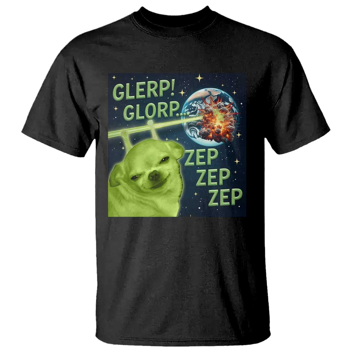 Funny Alien Dog Meme T Shirt Glorp Zep Sci-Fi Humor Chihuahua - Wonder Print Shop