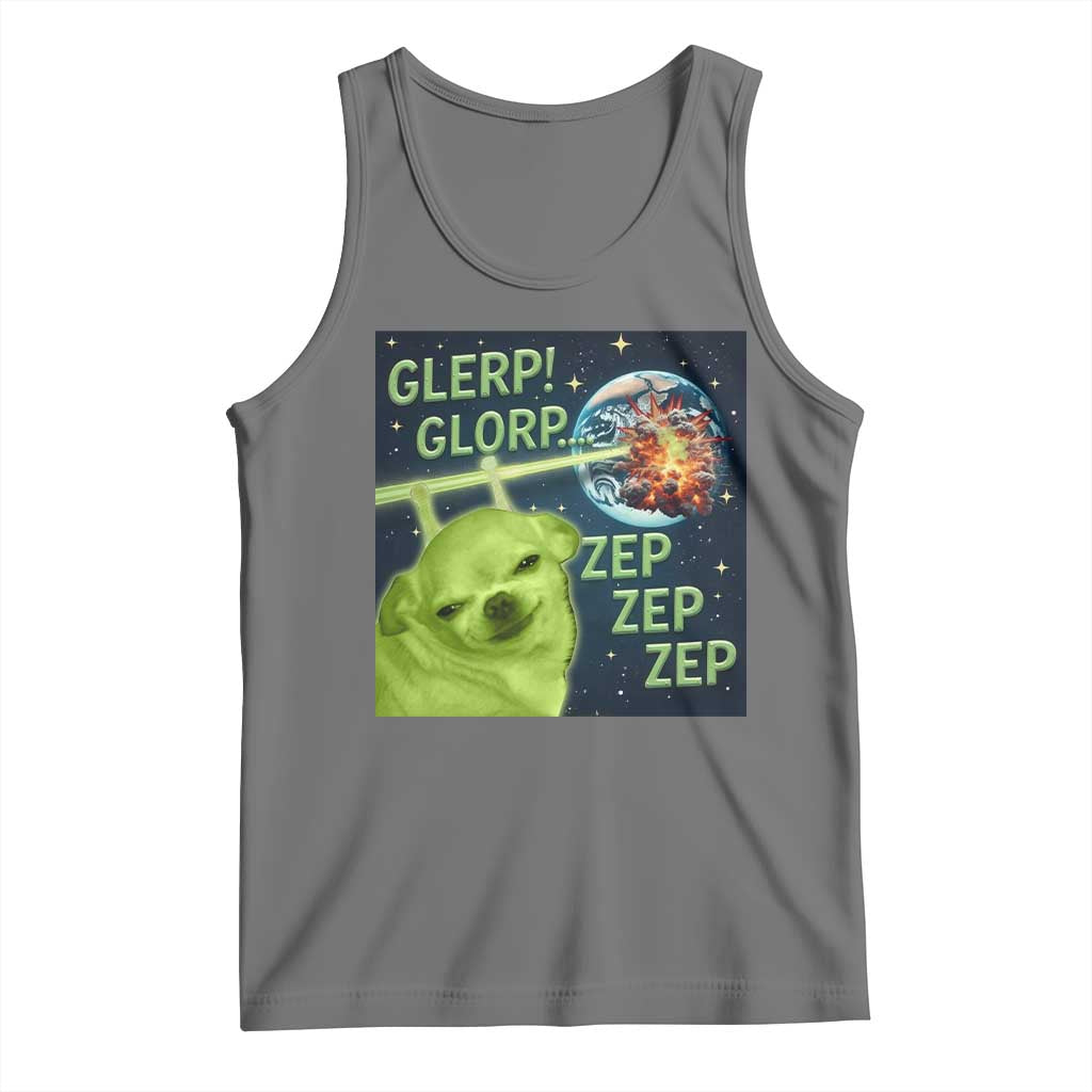 Funny Alien Dog Meme Tank Top Glorp Zep Sci-Fi Humor Chihuahua - Wonder Print Shop