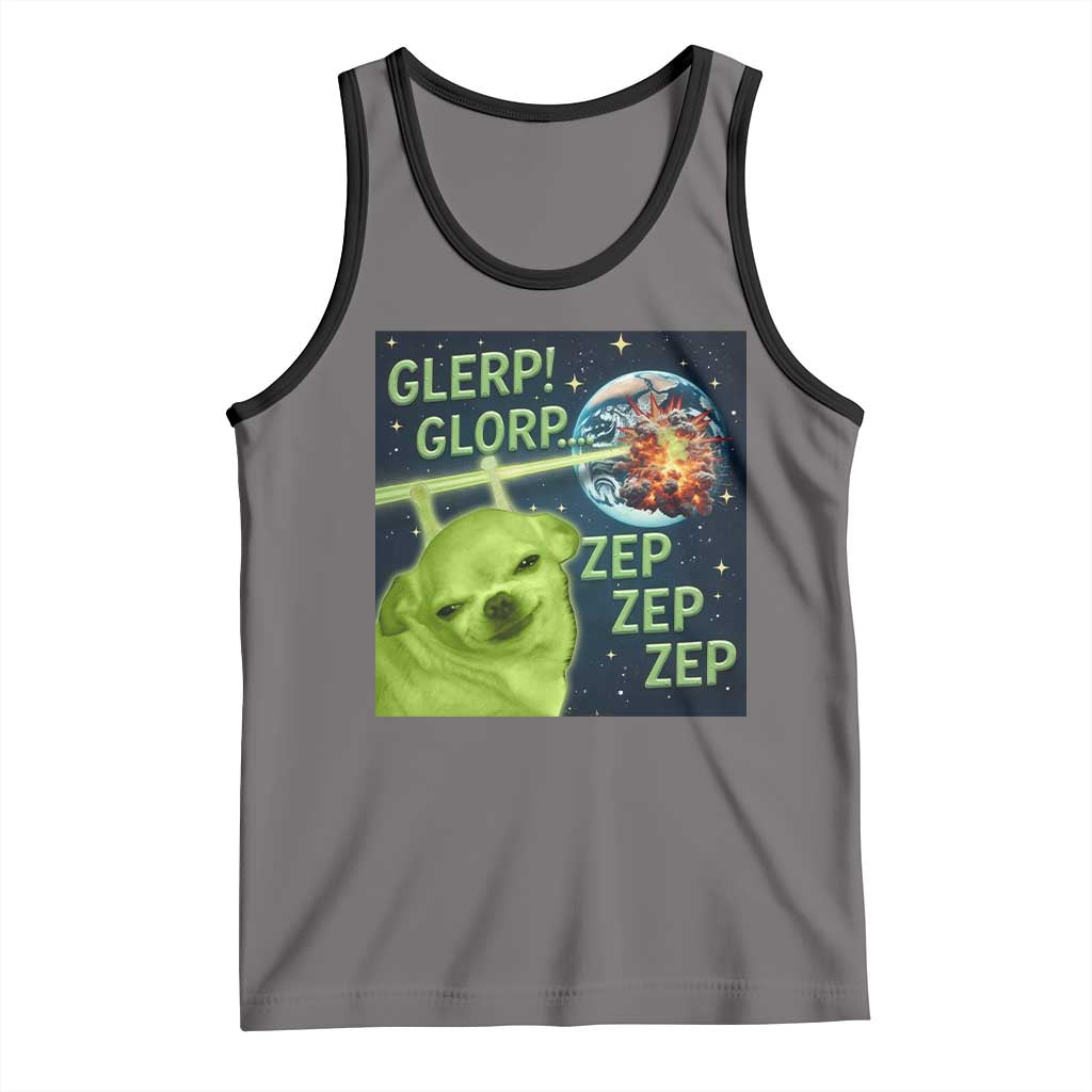 Funny Alien Dog Meme Tank Top Glorp Zep Sci-Fi Humor Chihuahua - Wonder Print Shop