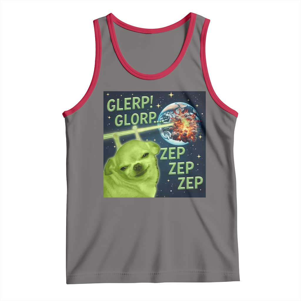 Funny Alien Dog Meme Tank Top Glorp Zep Sci-Fi Humor Chihuahua - Wonder Print Shop