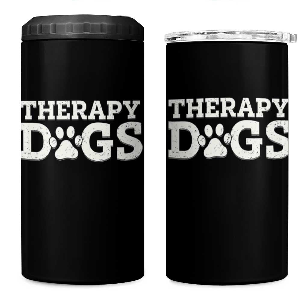 Therapy Dog 4 in 1 Can Cooler Tumbler Classic Retro Varsity Vintage Pet Partners - Wonder Print Shop