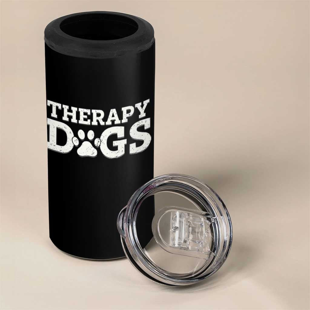 Therapy Dog 4 in 1 Can Cooler Tumbler Classic Retro Varsity Vintage Pet Partners - Wonder Print Shop