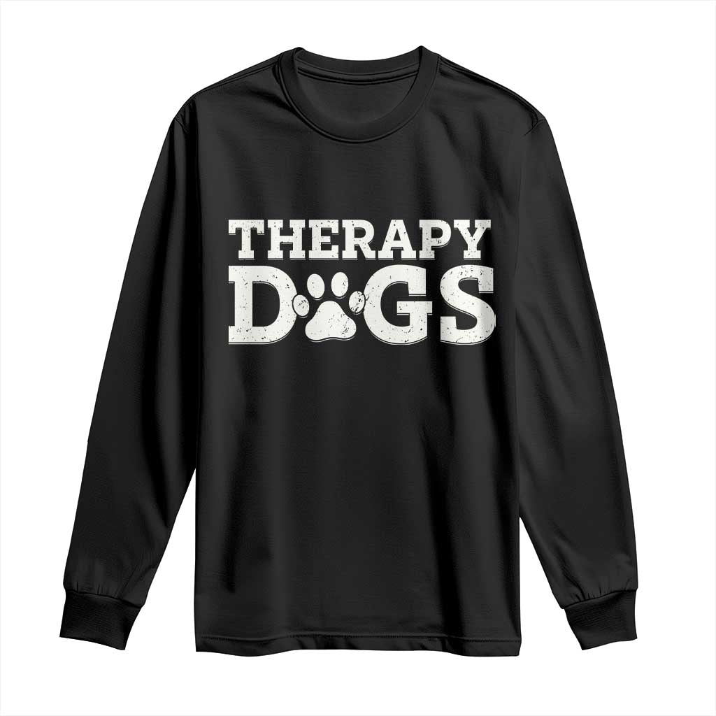 Therapy Dog Long Sleeve Shirt Classic Retro Varsity Vintage Pet Partners - Wonder Print Shop