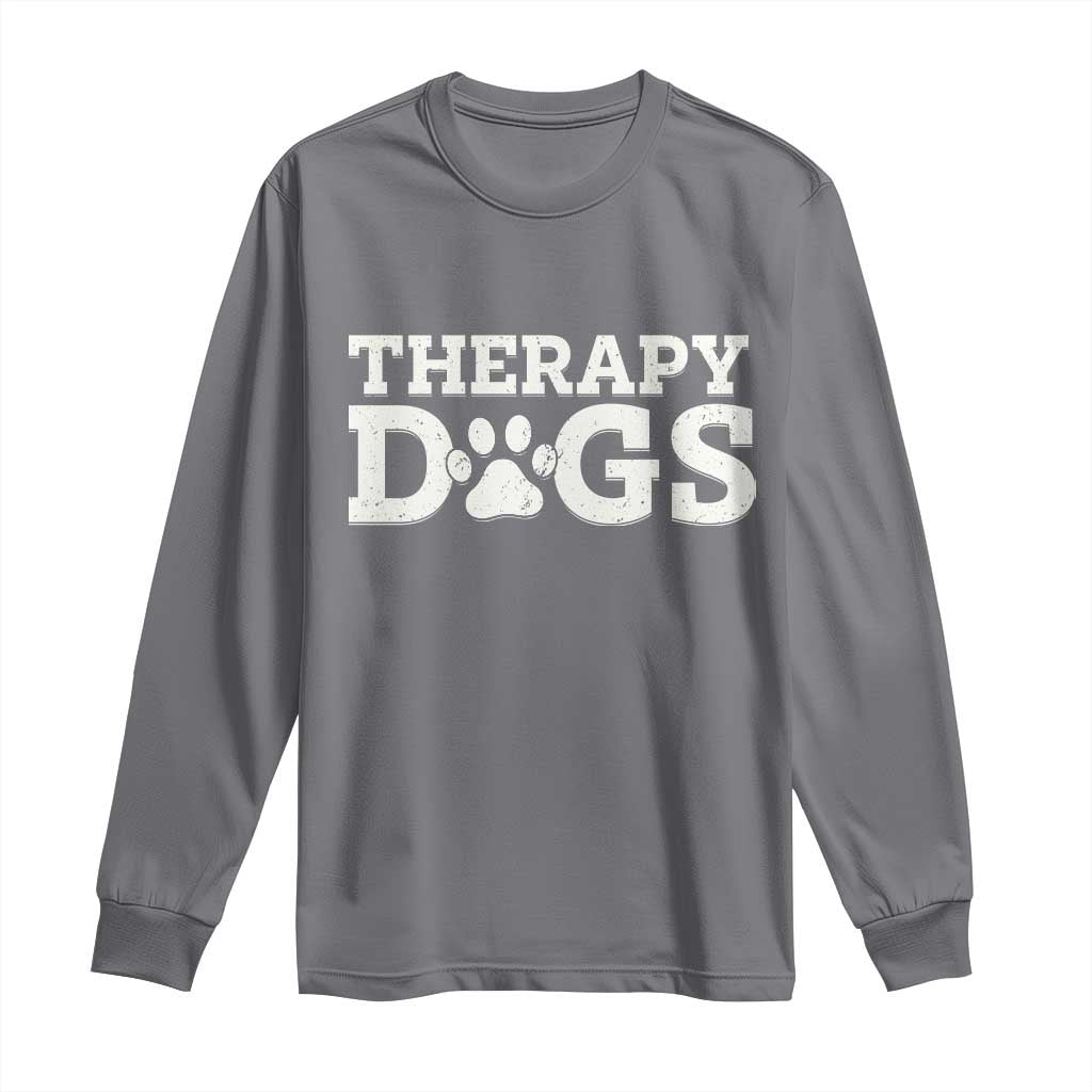Therapy Dog Long Sleeve Shirt Classic Retro Varsity Vintage Pet Partners - Wonder Print Shop