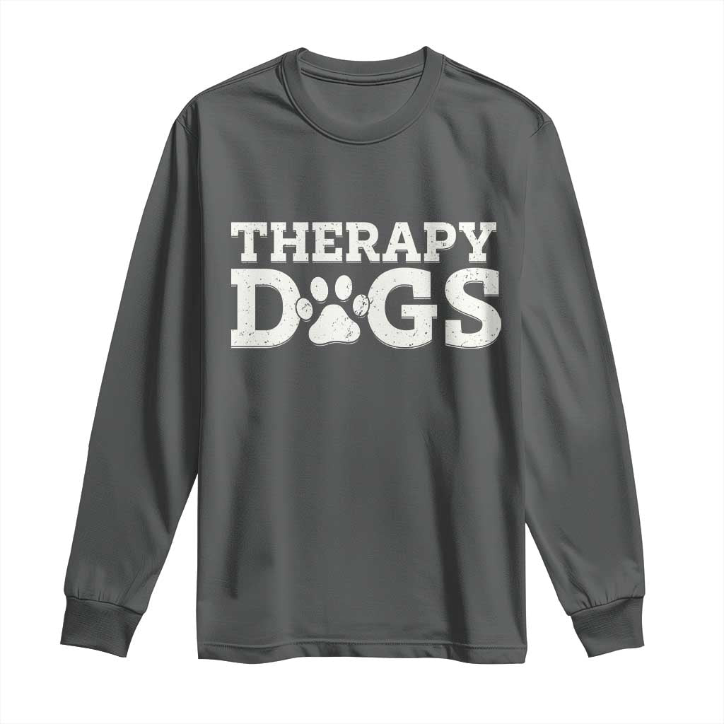 Therapy Dog Long Sleeve Shirt Classic Retro Varsity Vintage Pet Partners - Wonder Print Shop