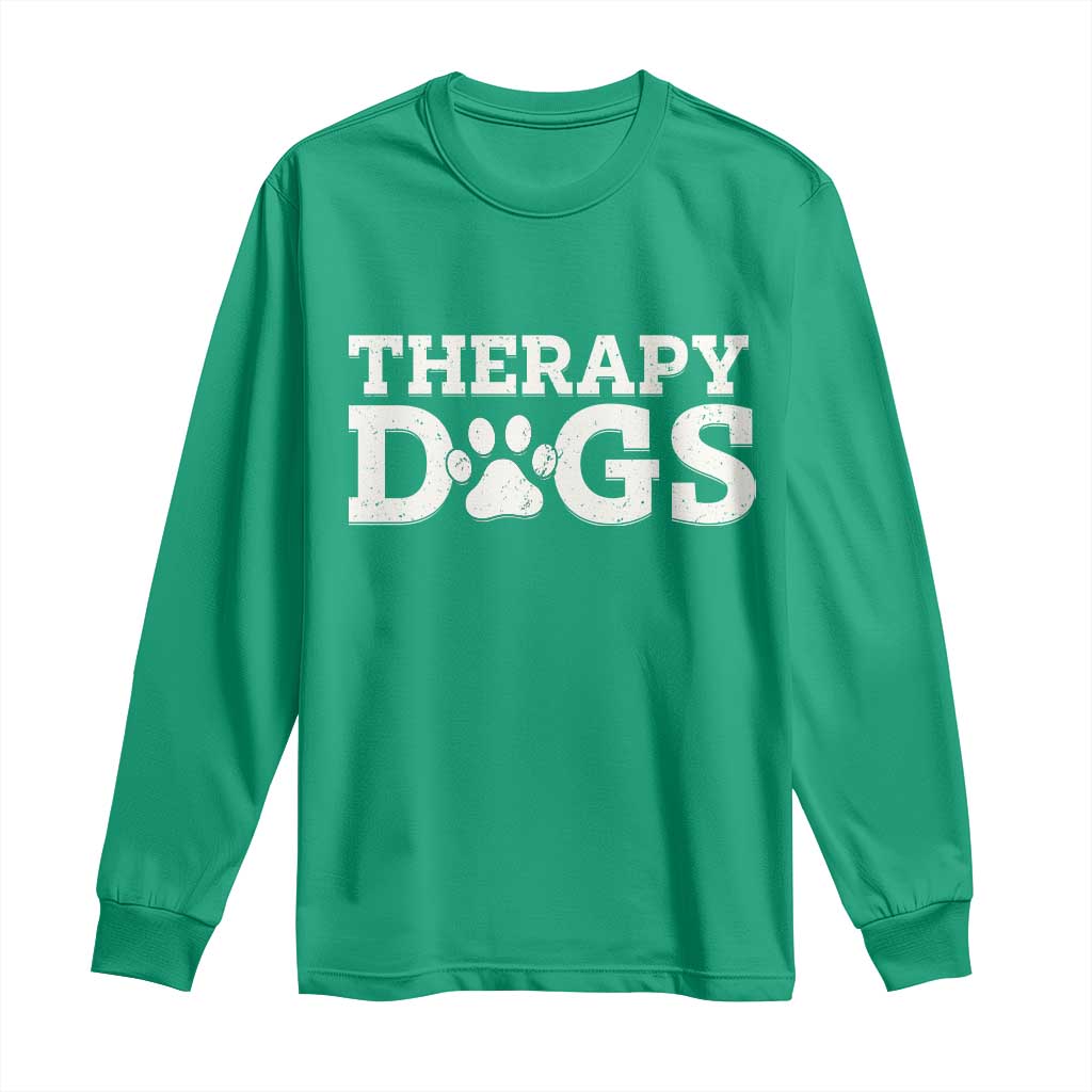 Therapy Dog Long Sleeve Shirt Classic Retro Varsity Vintage Pet Partners - Wonder Print Shop