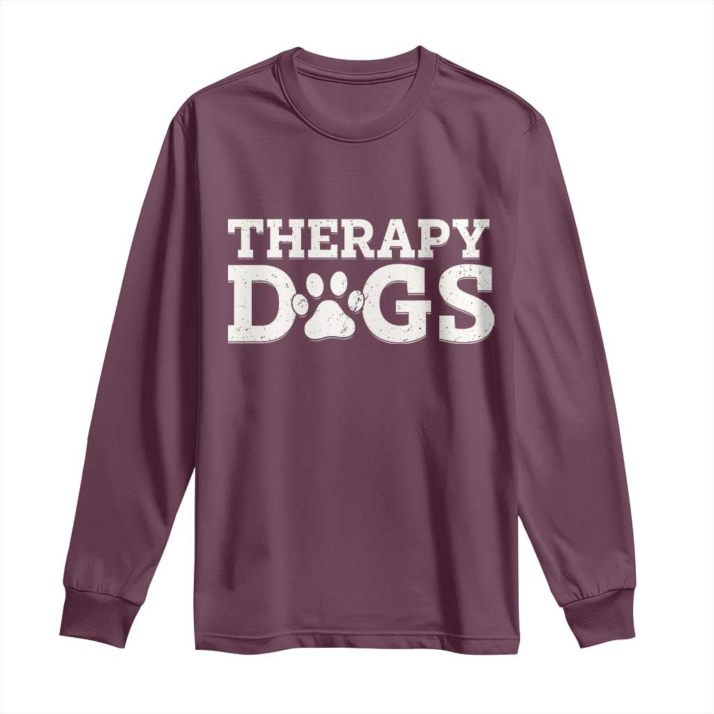 Therapy Dog Long Sleeve Shirt Classic Retro Varsity Vintage Pet Partners - Wonder Print Shop