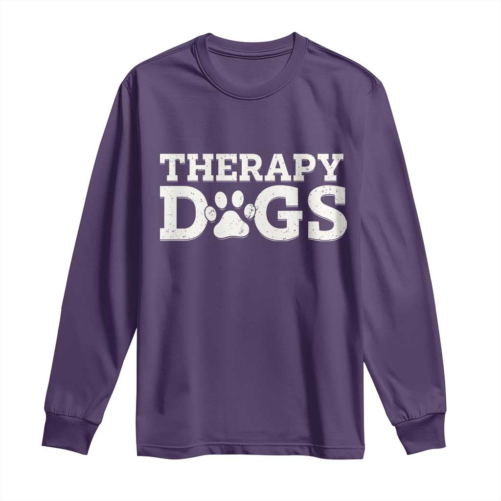 Therapy Dog Long Sleeve Shirt Classic Retro Varsity Vintage Pet Partners - Wonder Print Shop