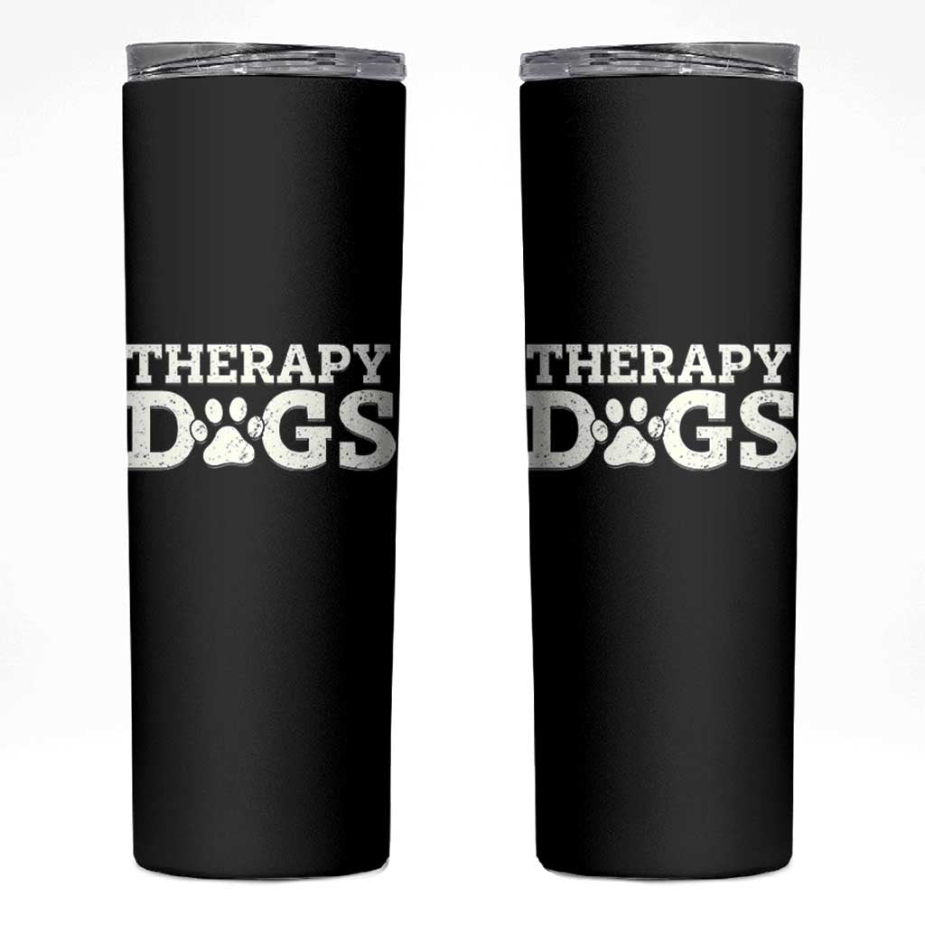 Therapy Dog Skinny Tumbler Classic Retro Varsity Vintage Pet Partners - Wonder Print Shop