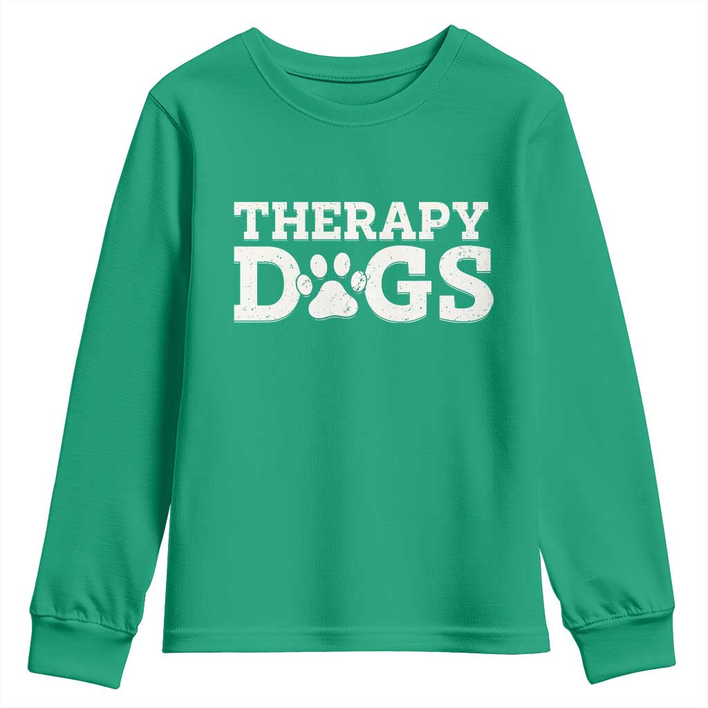 Therapy Dog Youth Sweatshirt Classic Retro Varsity Vintage Pet Partners - Wonder Print Shop