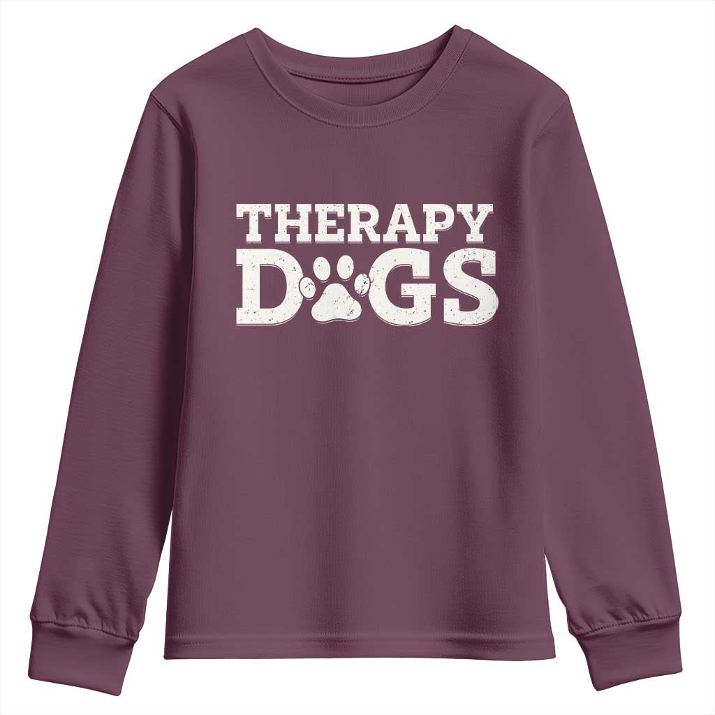 Therapy Dog Youth Sweatshirt Classic Retro Varsity Vintage Pet Partners - Wonder Print Shop