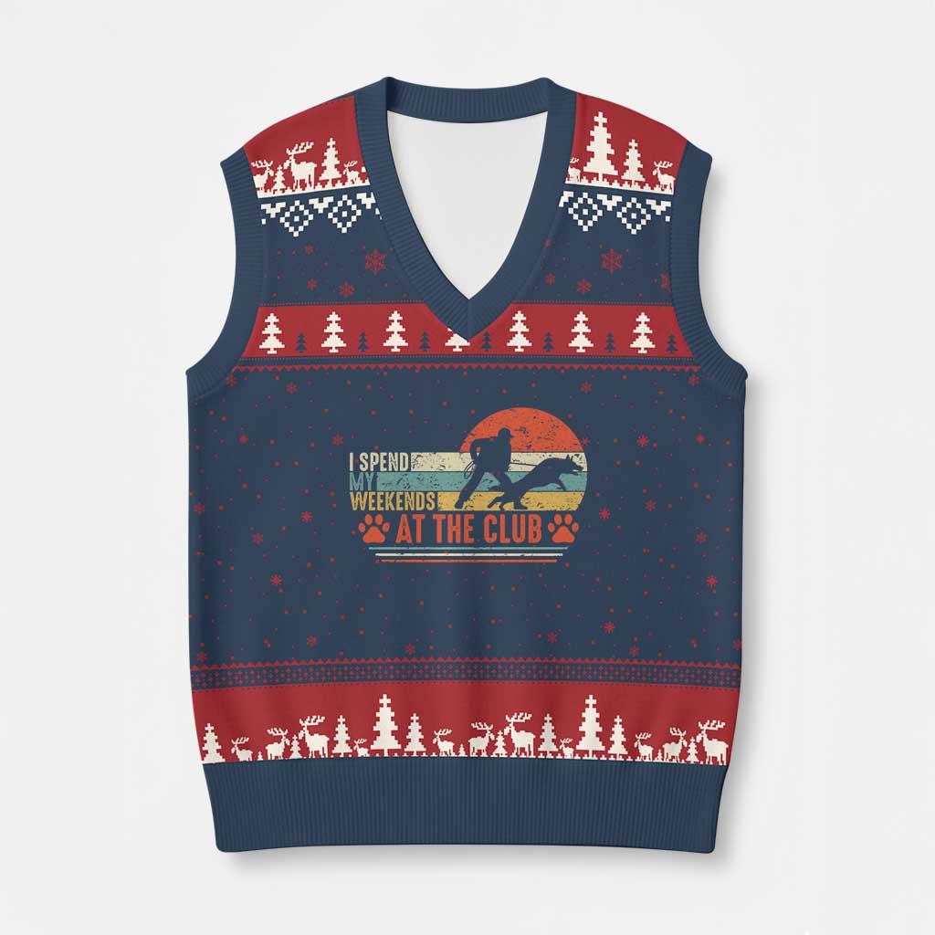 Funny IGP Bite Work V-Neck Knit Sweater Vest Schutzhund Dog Training - Wonder Print Shop