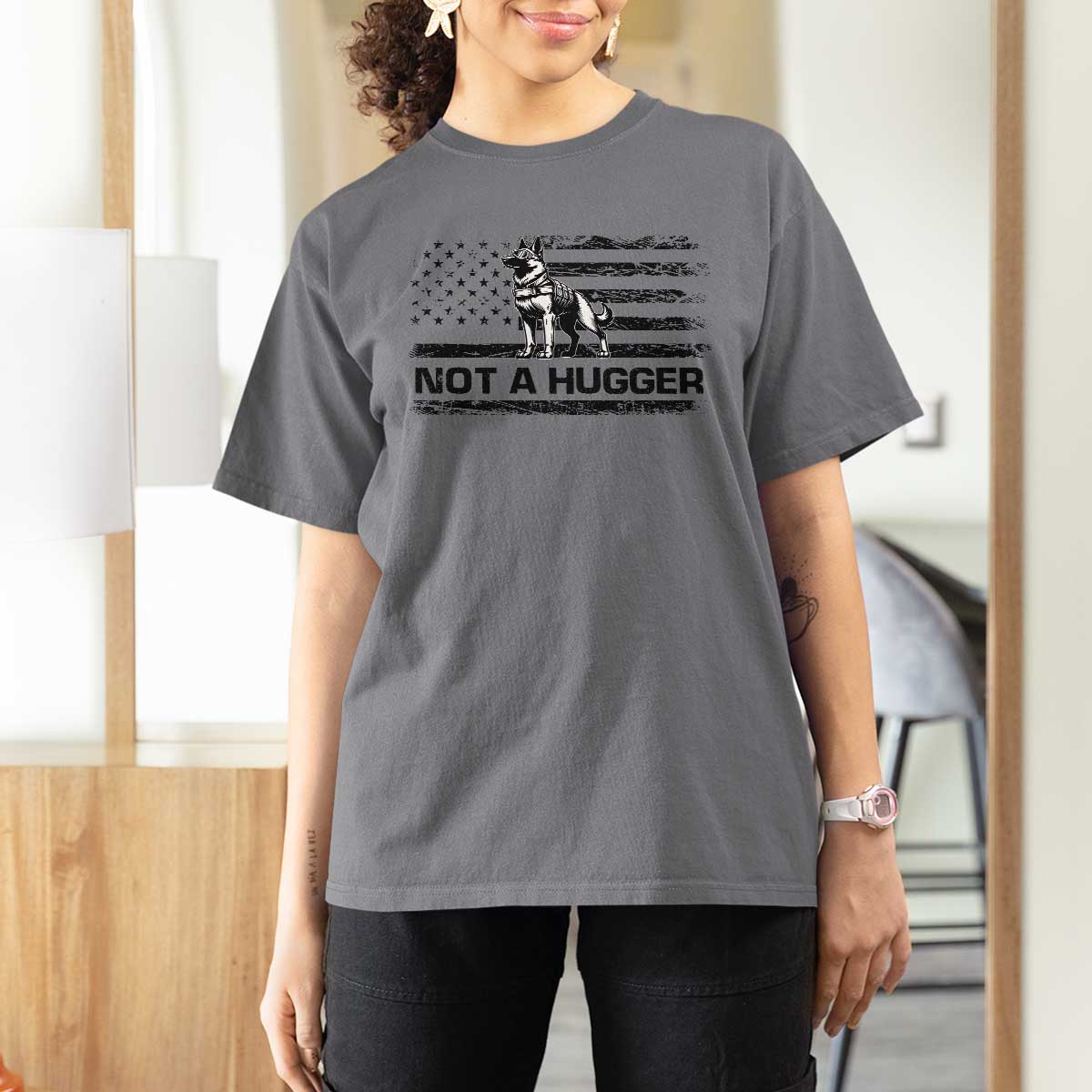 Belgian Malinois American Flag T Shirt For Women K9 Dog Lovers German Shepherd - Wonder Print Shop