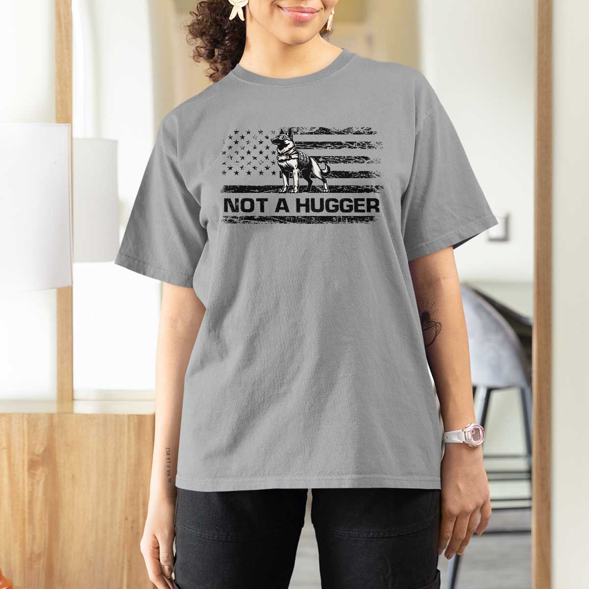 Belgian Malinois American Flag T Shirt For Women K9 Dog Lovers German Shepherd - Wonder Print Shop