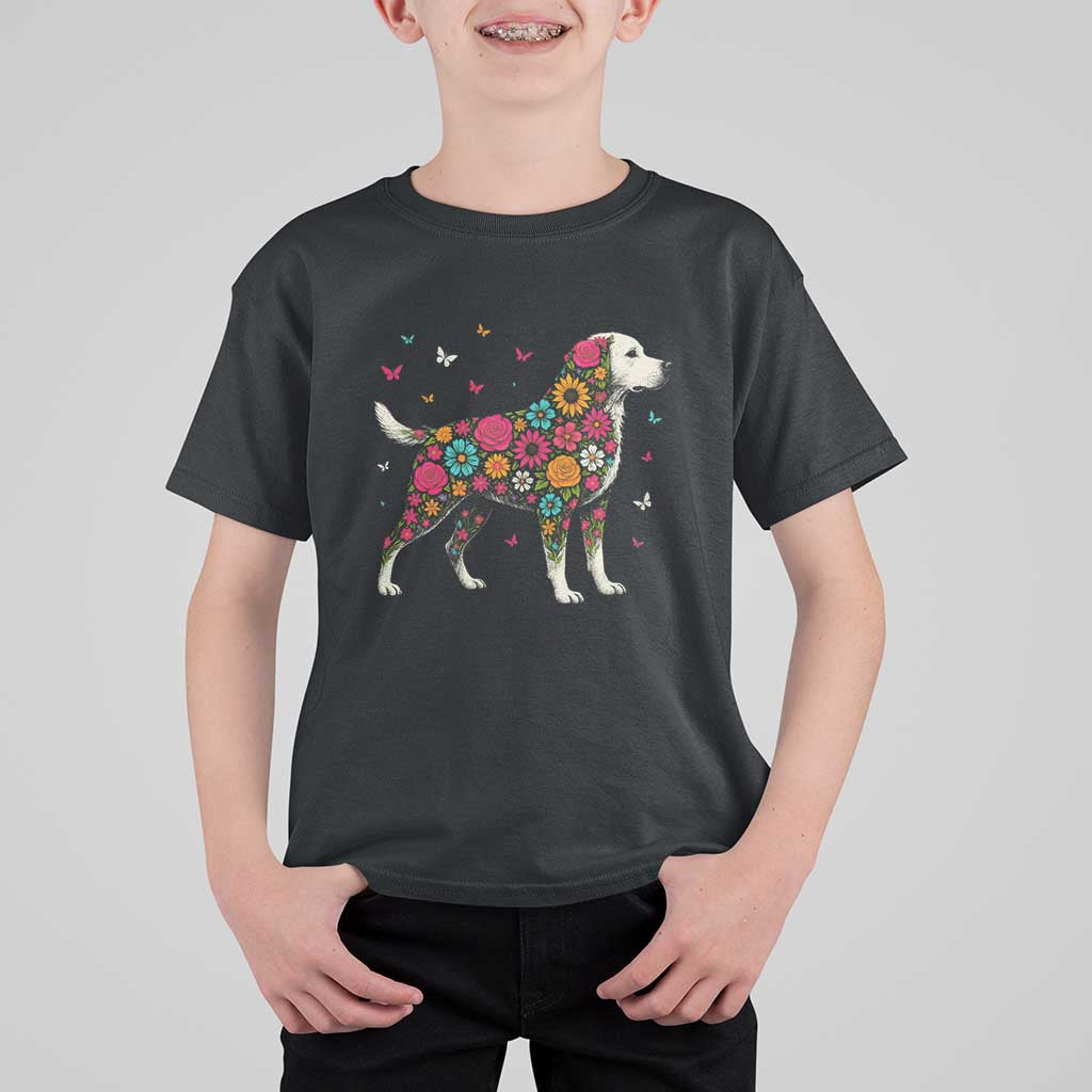 Labrador Dog Mom T Shirt For Kid Vintage Colorful Floral Flower Dog Lover - Wonder Print Shop