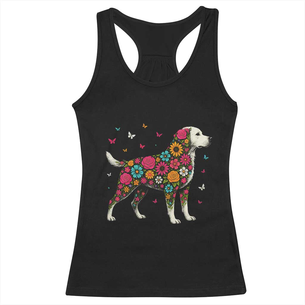 Labrador Dog Mom Racerback Tank Top Vintage Colorful Floral Flower Dog Lover - Wonder Print Shop