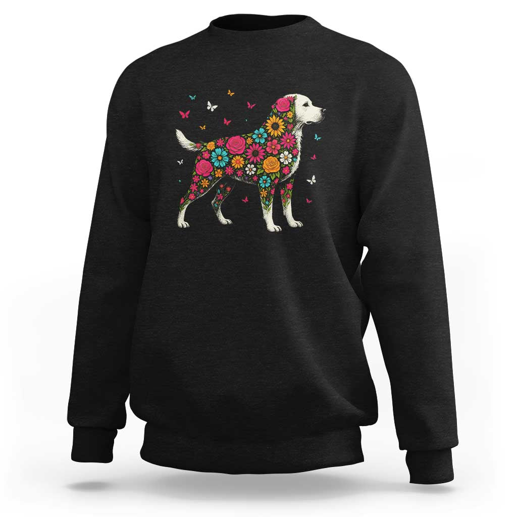 Labrador Dog Mom Sweatshirt Vintage Colorful Floral Flower Dog Lover - Wonder Print Shop