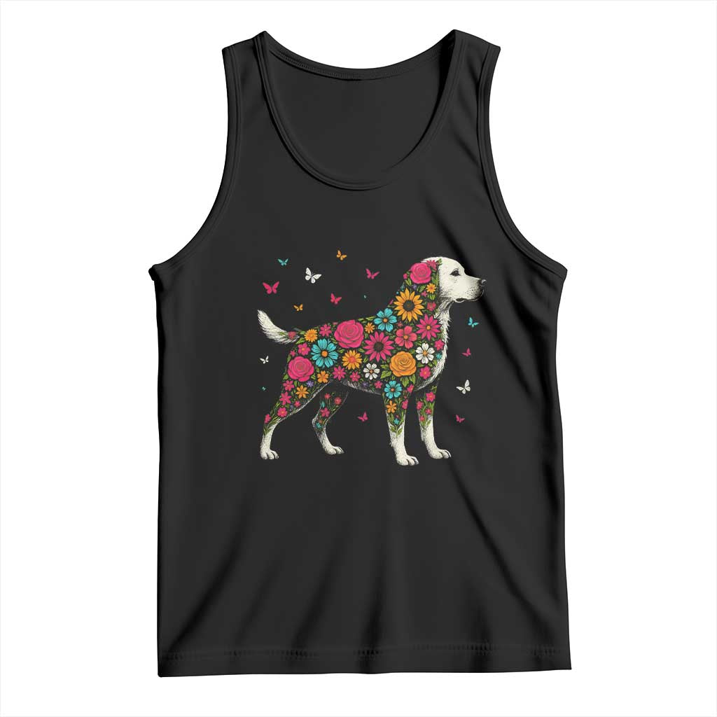 Labrador Dog Mom Tank Top Vintage Colorful Floral Flower Dog Lover - Wonder Print Shop