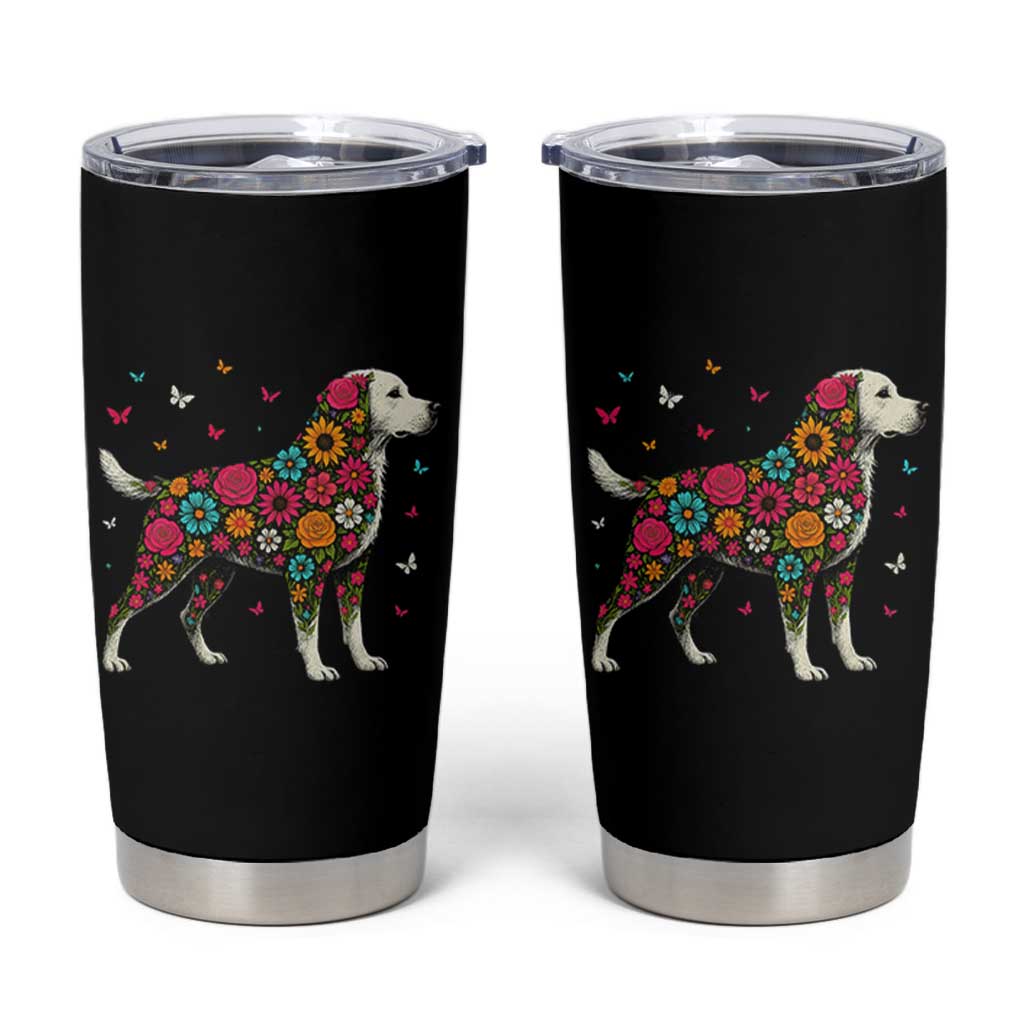 Labrador Dog Mom Tumbler Cup Vintage Colorful Floral Flower Dog Lover - Wonder Print Shop