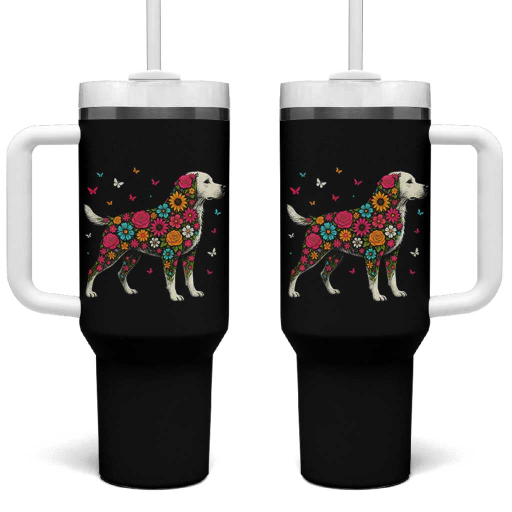 Labrador Dog Mom Tumbler With Handle Vintage Colorful Floral Flower Dog Lover - Wonder Print Shop