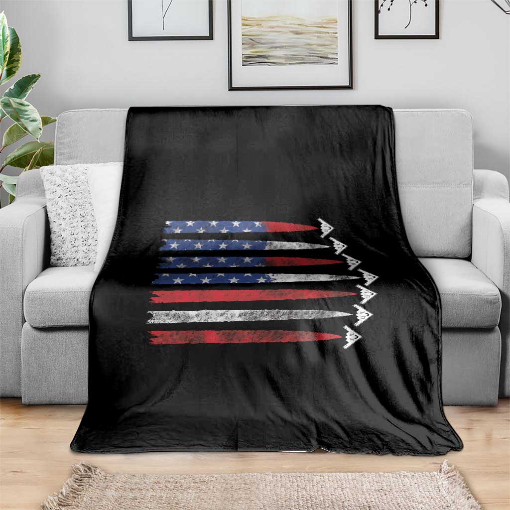 B2 Spirit Throw Blanket B-2 Stealth Bomber Aircraft American Flag Patriotic - Wonder Print Shop
