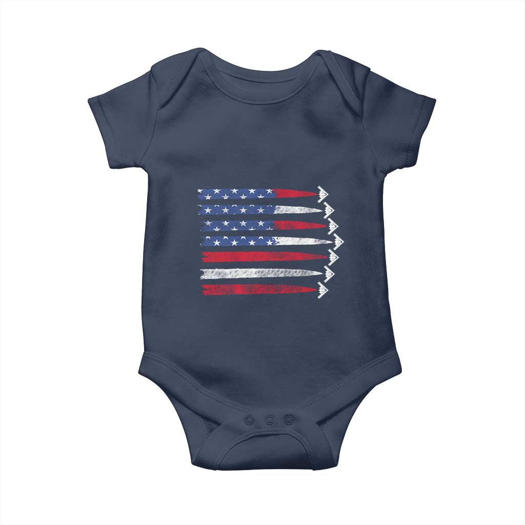 B2 Spirit Baby Onesie B-2 Stealth Bomber Aircraft American Flag Patriotic - Wonder Print Shop