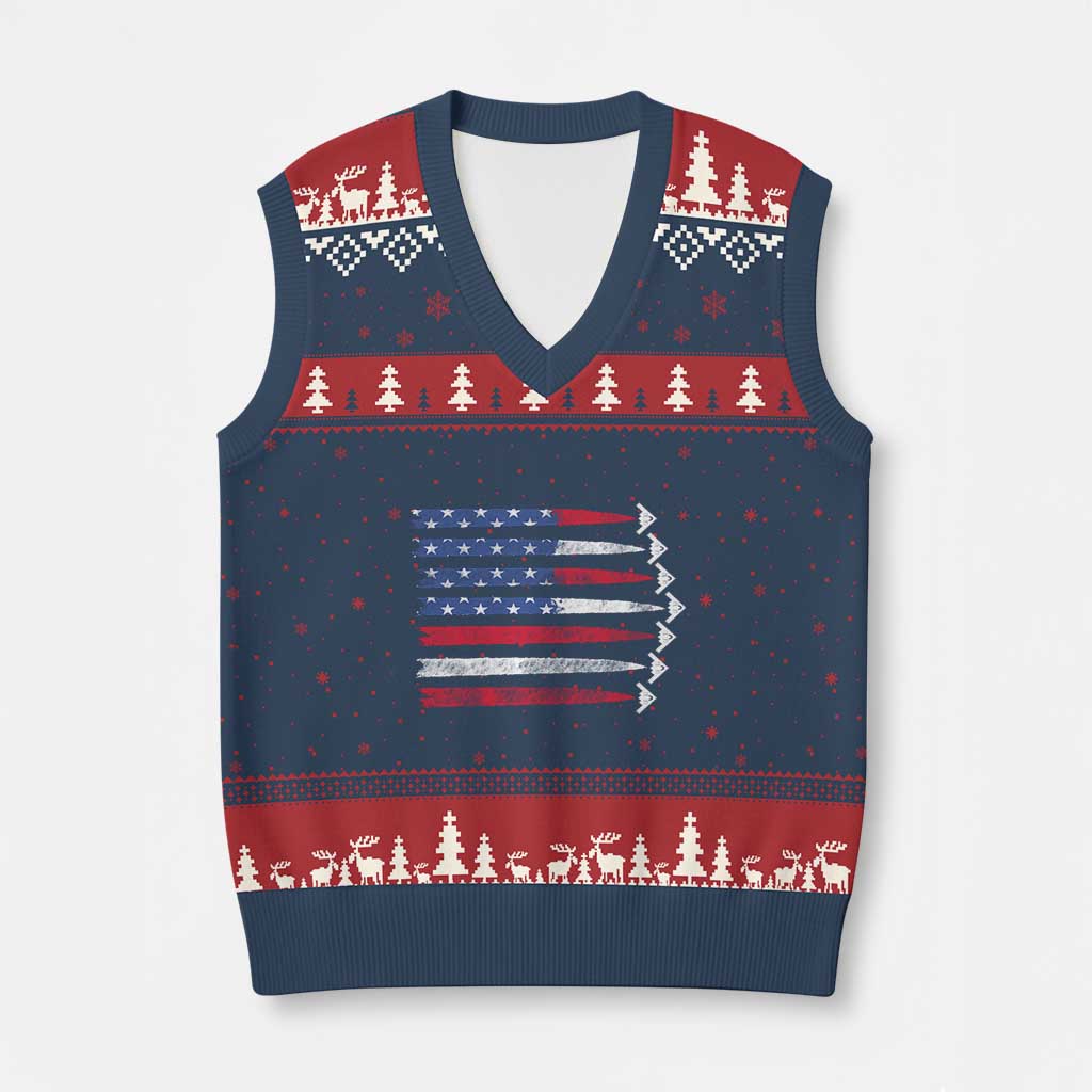 B2 Spirit V-Neck Knit Sweater Vest B-2 Stealth Bomber Aircraft American Flag Patriotic - Wonder Print Shop