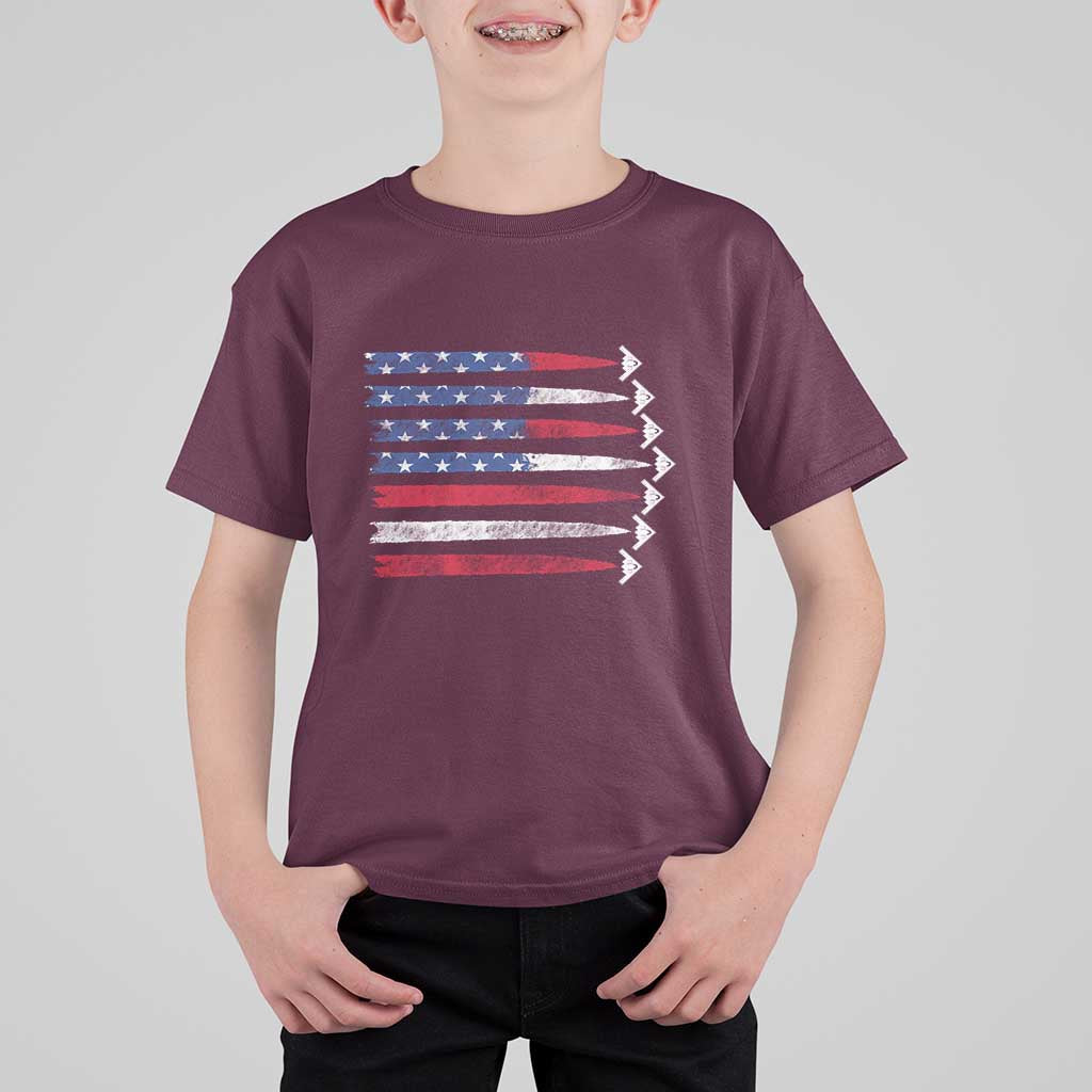 B2 Spirit T Shirt For Kid B-2 Stealth Bomber Aircraft American Flag Patriotic - Wonder Print Shop