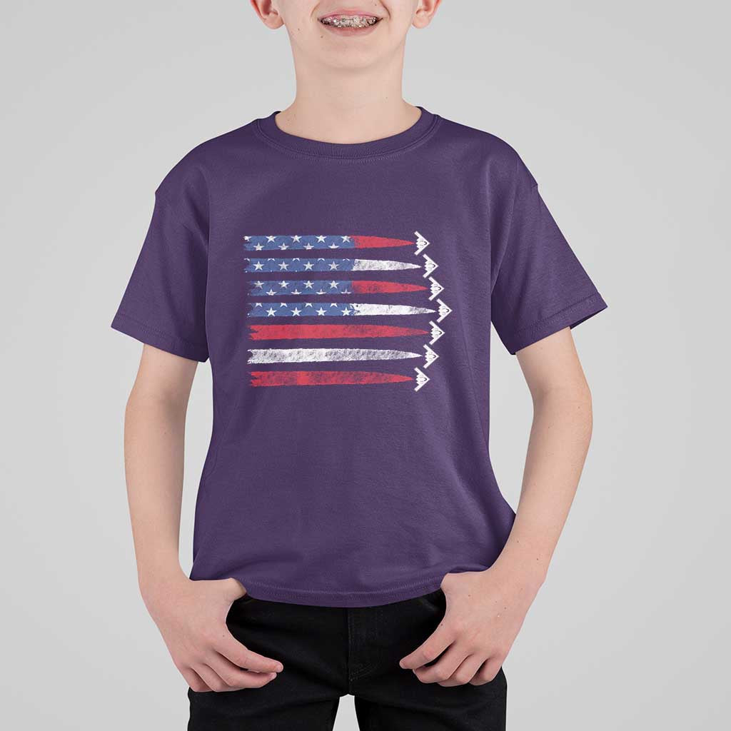 B2 Spirit T Shirt For Kid B-2 Stealth Bomber Aircraft American Flag Patriotic - Wonder Print Shop