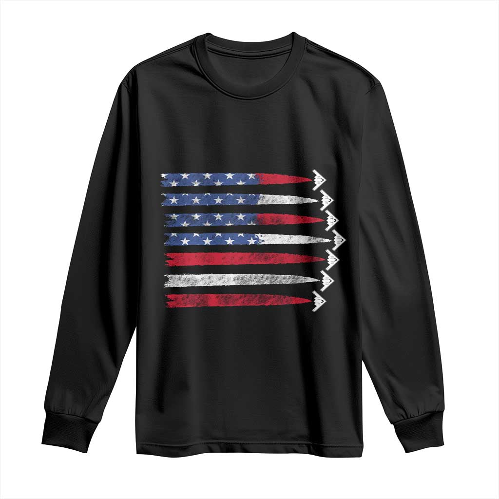B2 Spirit Long Sleeve Shirt B-2 Stealth Bomber Aircraft American Flag Patriotic - Wonder Print Shop
