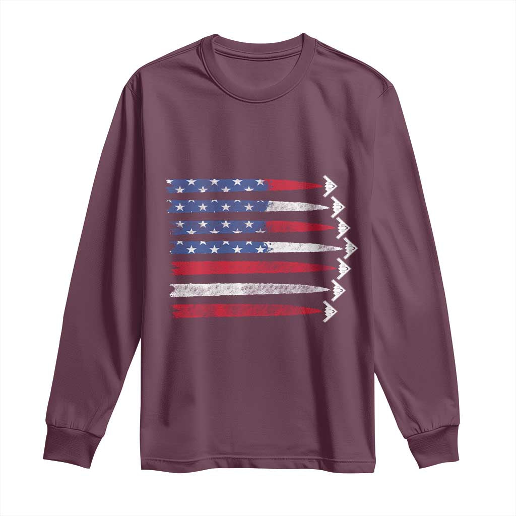 B2 Spirit Long Sleeve Shirt B-2 Stealth Bomber Aircraft American Flag Patriotic - Wonder Print Shop