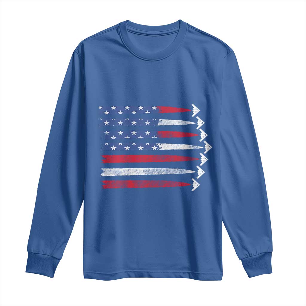 B2 Spirit Long Sleeve Shirt B-2 Stealth Bomber Aircraft American Flag Patriotic - Wonder Print Shop