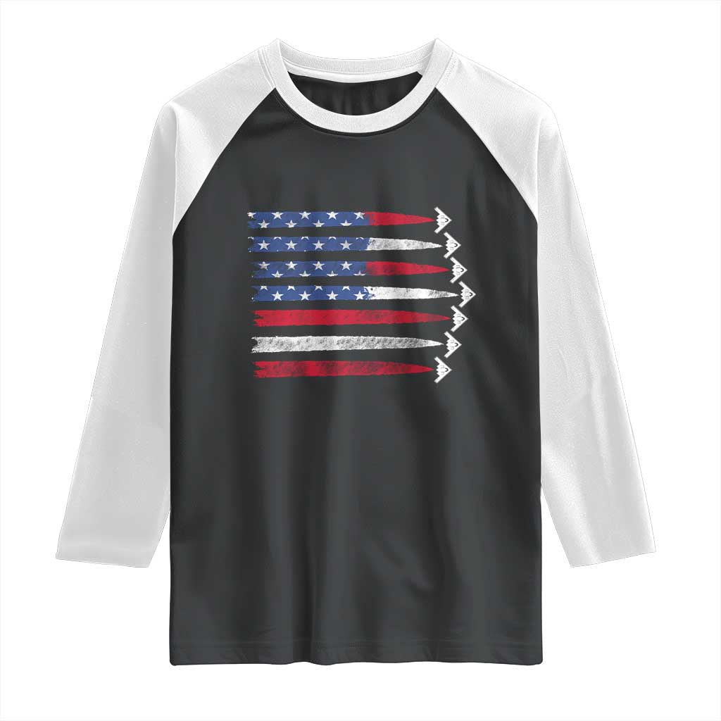 B2 Spirit Raglan Shirt B-2 Stealth Bomber Aircraft American Flag Patriotic - Wonder Print Shop