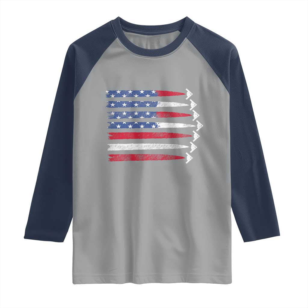 B2 Spirit Raglan Shirt B-2 Stealth Bomber Aircraft American Flag Patriotic - Wonder Print Shop