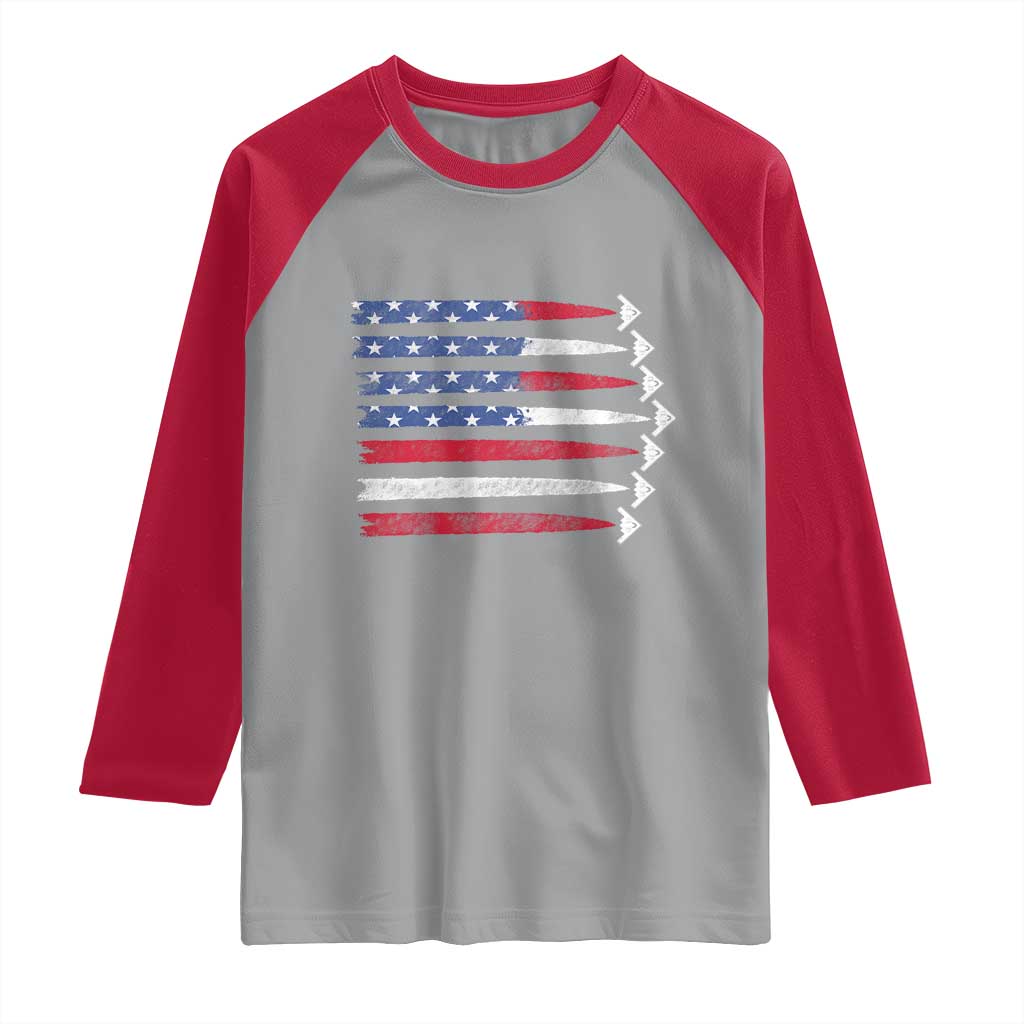 B2 Spirit Raglan Shirt B-2 Stealth Bomber Aircraft American Flag Patriotic - Wonder Print Shop