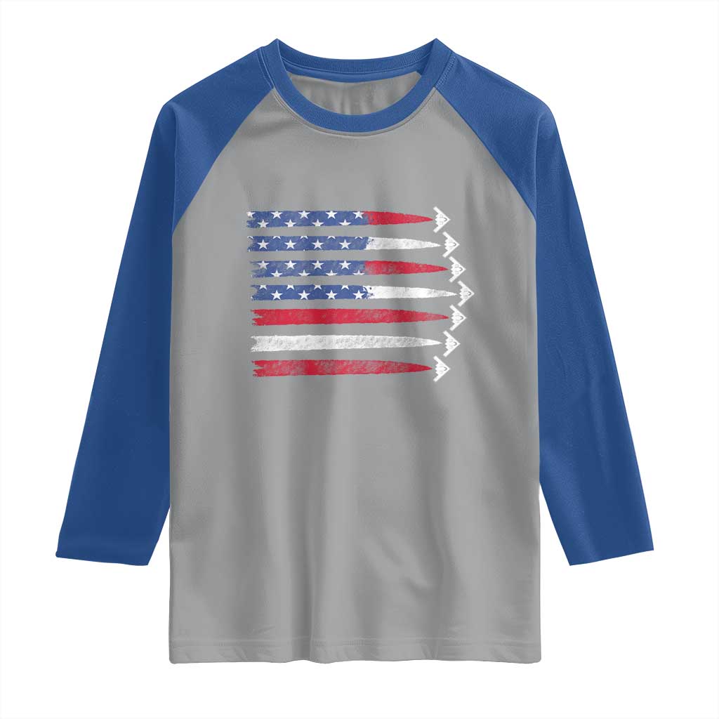 B2 Spirit Raglan Shirt B-2 Stealth Bomber Aircraft American Flag Patriotic - Wonder Print Shop