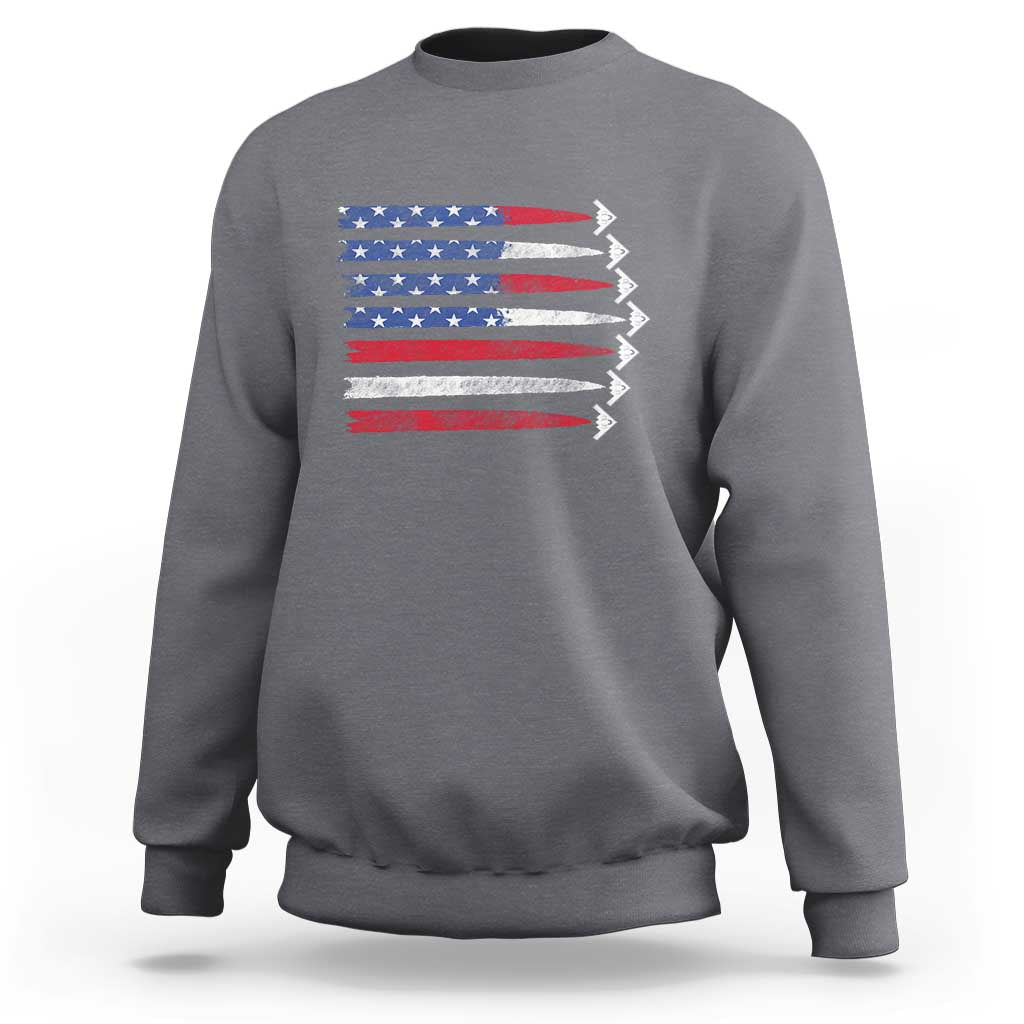 B2 Spirit Sweatshirt B-2 Stealth Bomber Aircraft American Flag Patriotic - Wonder Print Shop
