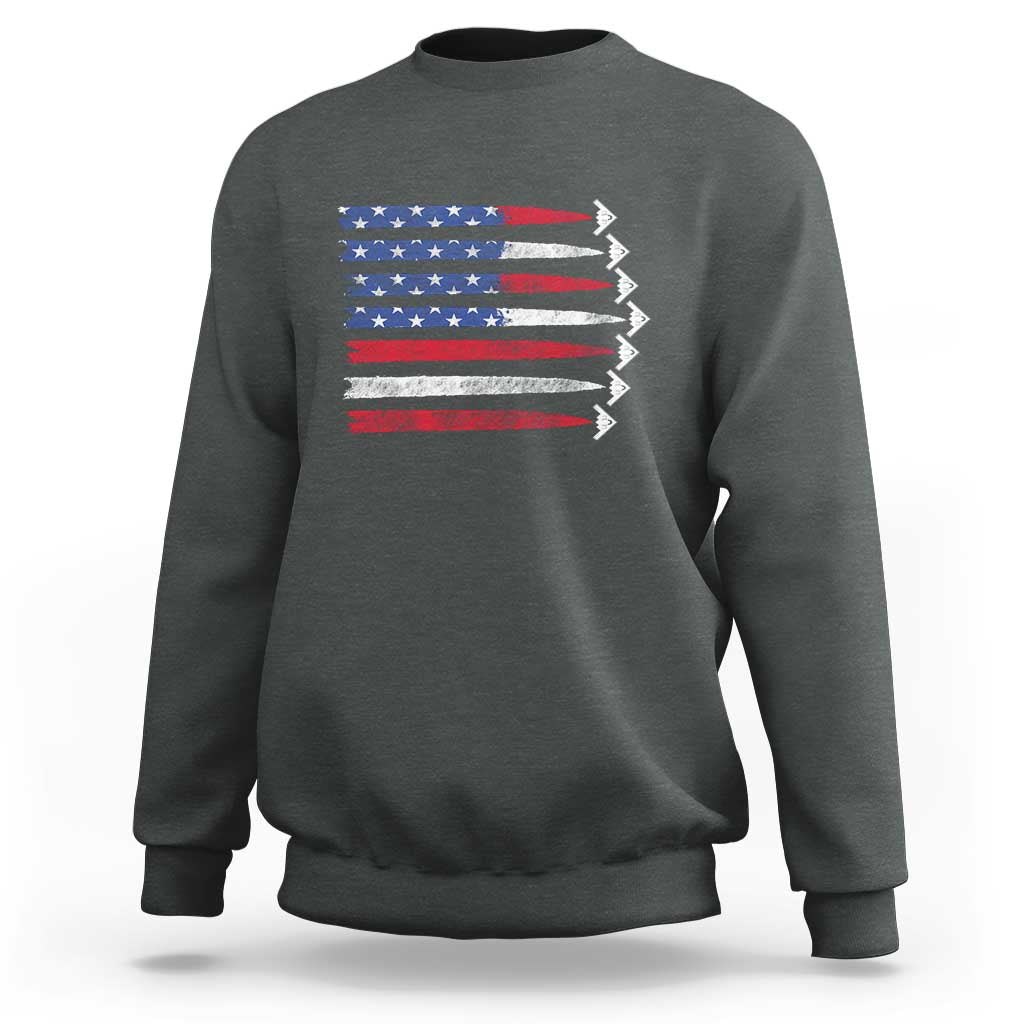 B2 Spirit Sweatshirt B-2 Stealth Bomber Aircraft American Flag Patriotic - Wonder Print Shop