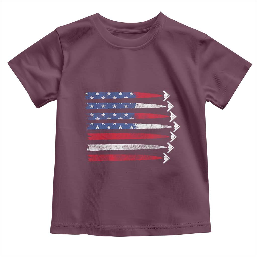 B2 Spirit Toddler T Shirt B-2 Stealth Bomber Aircraft American Flag Patriotic - Wonder Print Shop