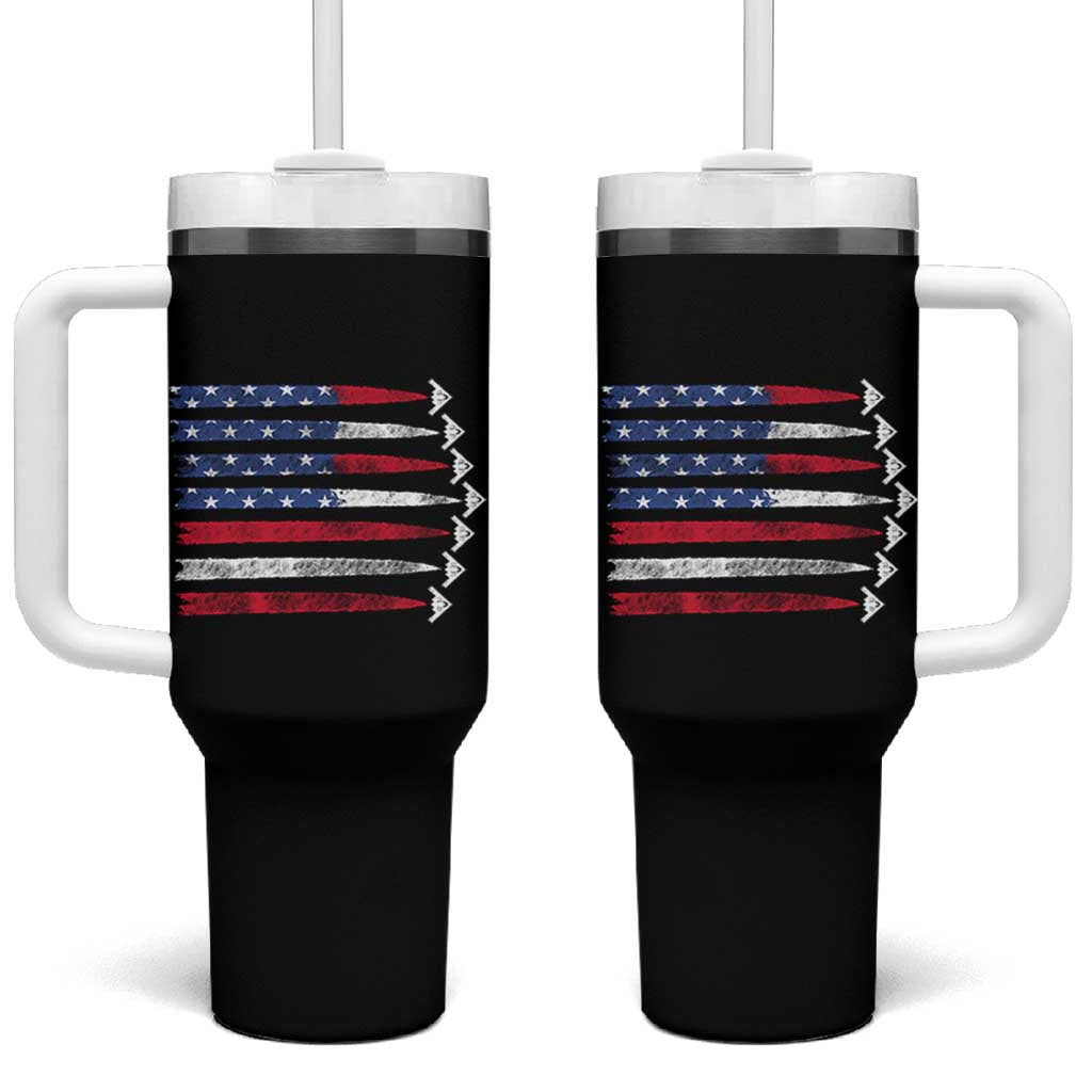 B2 Spirit Tumbler With Handle B-2 Stealth Bomber Aircraft American Flag Patriotic - Wonder Print Shop